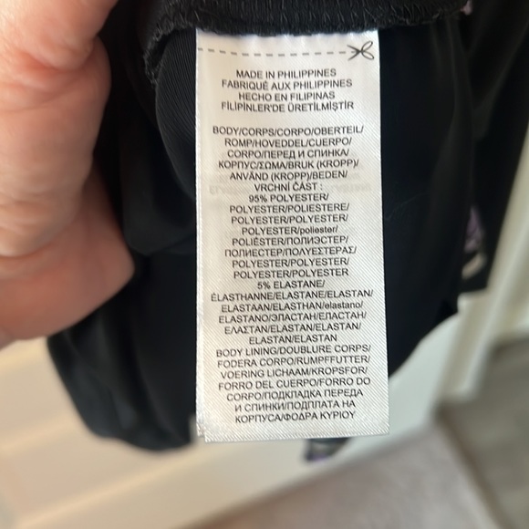 Lauren black dark floral cinched dress SZ 14 black wrap style ruffle career - Picture 6 of 14